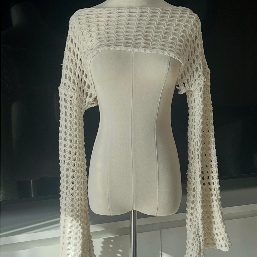 Elegant Off-Shoulder Cream Sweater - Picture 1 of 2